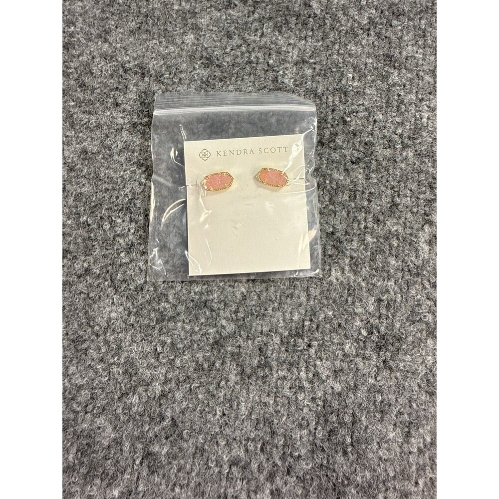 Kendra Scott Ellie Stud Earrings – Gold – Pink Iridescent Drusy – NWT